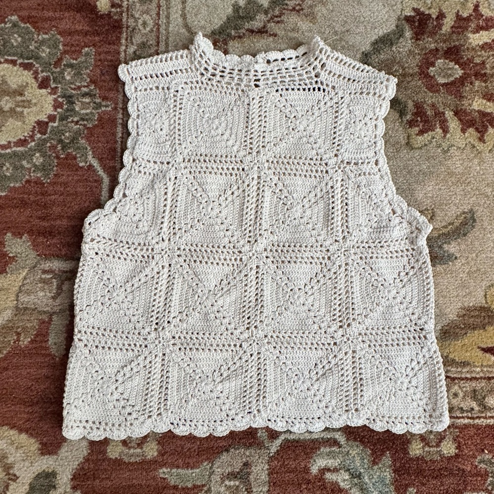 Magali Pascal Nicolette Crochet Top in Off White from Resort 2023 Size XS